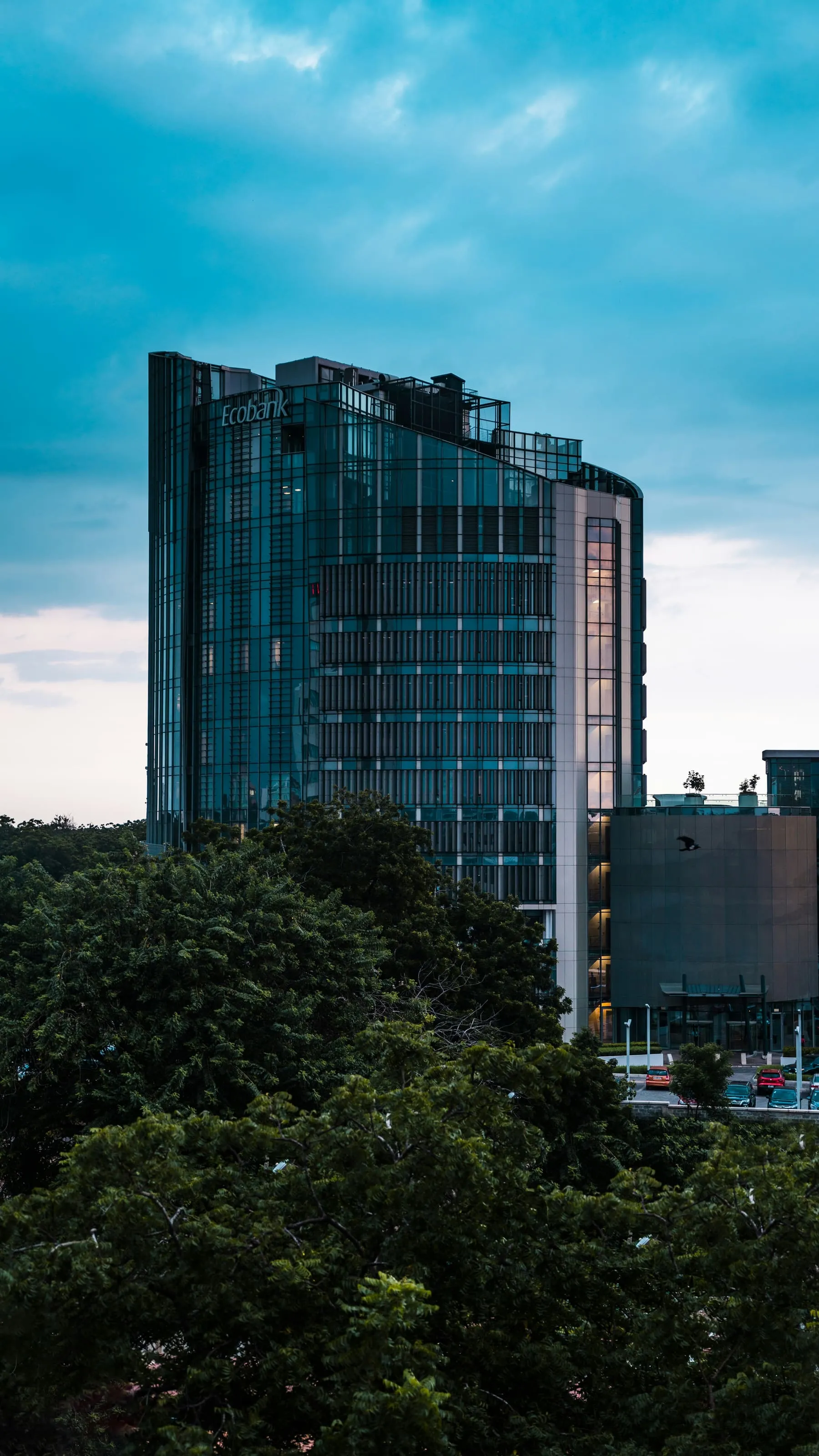 A corporate headquarters tower in Accra